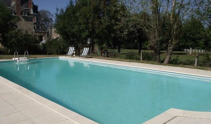 Pays de la Loire Castle Rental Cholet for group with pool 45 minutes from Puy du Fou et Terra Botanica Park