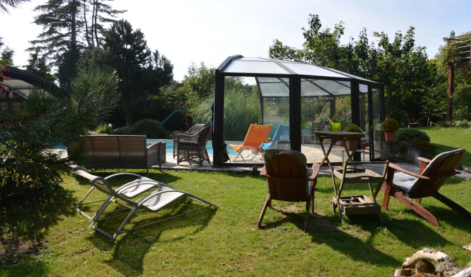 Le Touquet Paris Plage villa rental covered outdoor pool fireplace piano billiards