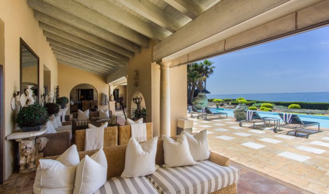 Outdoor living room with sea views