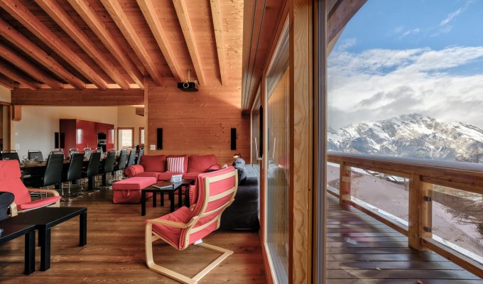 Tzoumaz luxury ski chalet rental with sauna and jacuzzi
