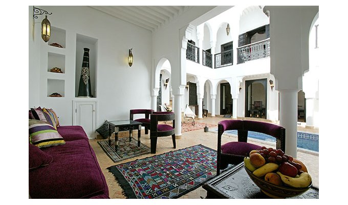 Living room of charmed riad in Marrakech 