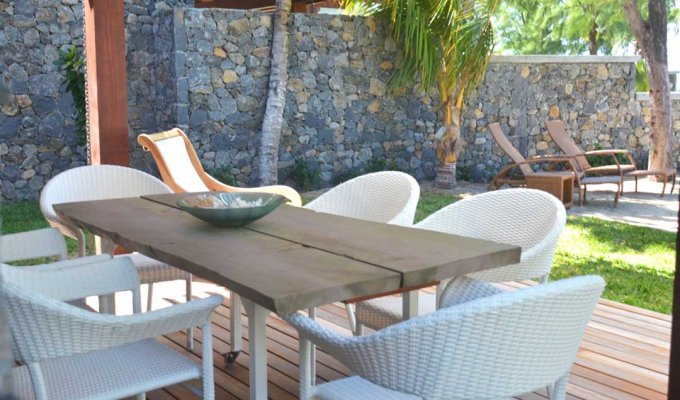 Beachfront Mauritius villa rentals with terrace close to Pointe D'Esny