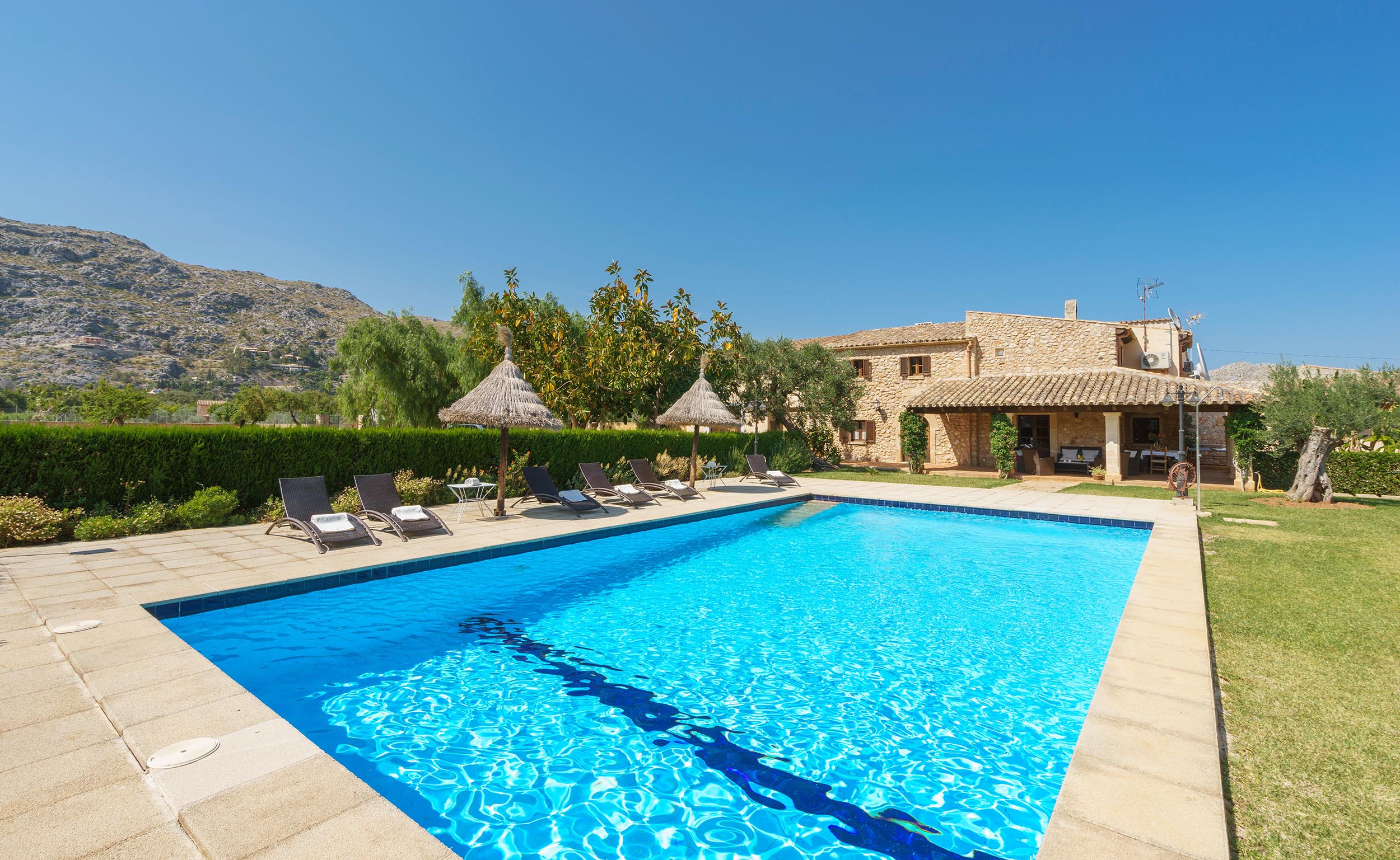 Majorca villa rental with heated swimming pool and mountain view-[....]
