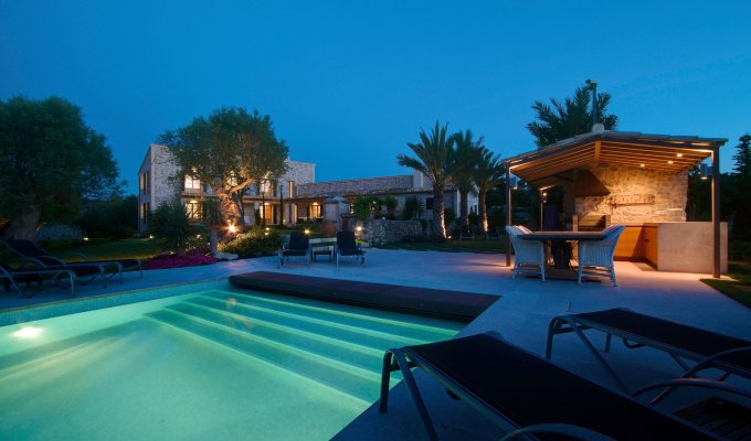 Balearic Islands Majorca Luxury villa rental Pollença heated swimming pool view of the bay