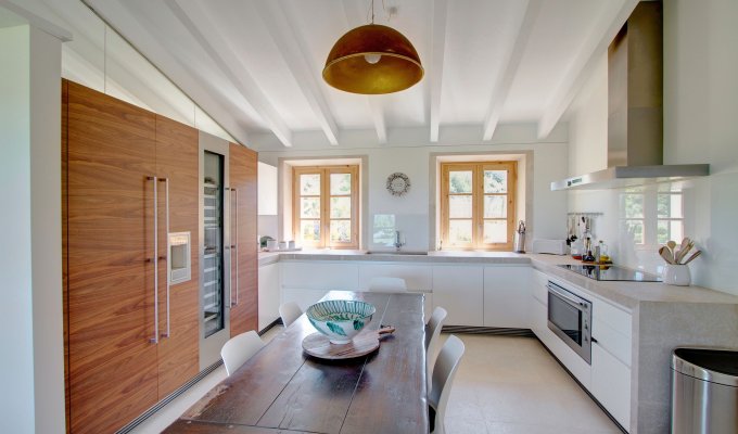 Balearic Islands Majorca Luxury villa rental Pollença heated swimming pool view of the bay