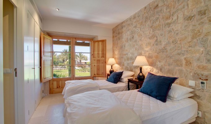 Balearic Islands Majorca Luxury villa rental Pollença heated swimming pool view of the bay