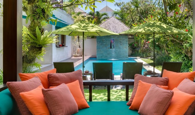 Seminyak Bali villa rental private pool and jacuzzi from the beach with staff  