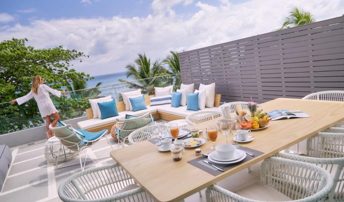 Mauritius beachfront Penthouses rentals in Trou aux Biches with communal pool and tropical garden