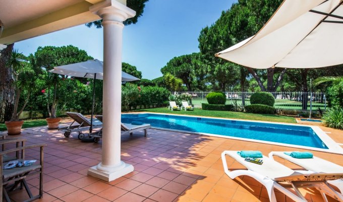 Algarve Portugal Villa Holiday Rental Vilamoura is 750m from the beach and view over the Pinhal golf course