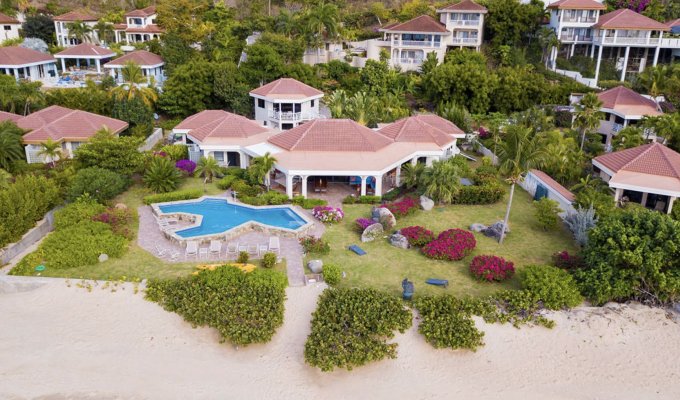BVI Virgin Gorda Beachfront Villa Vacation rental Mahoe Bay beach Pool Staff Kayaks