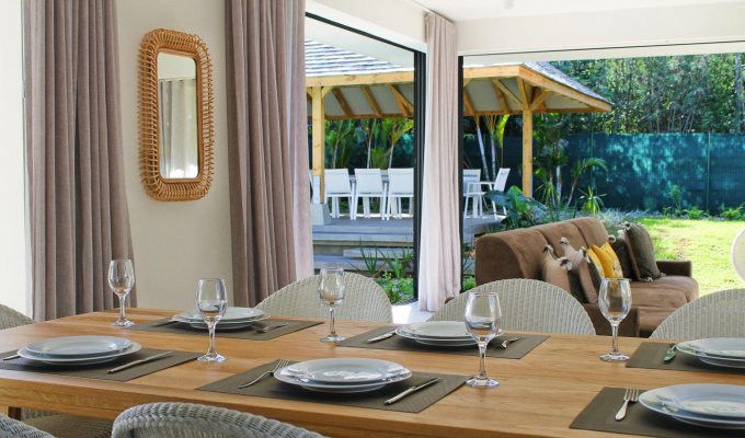 Mauritius West Coast villa rental La Preneuse Beach in a complex with restaurant & services 