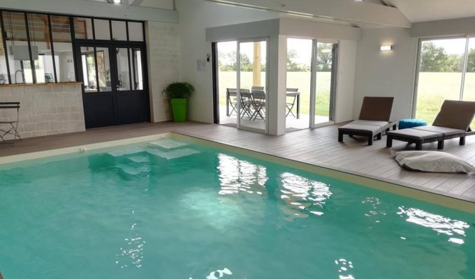 Vendee Holiday Homes Rental Challans with heated pool for group