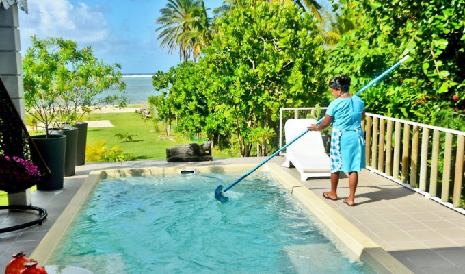 Mauritius Beachfront Villa rental in Riambel with private pool and staff