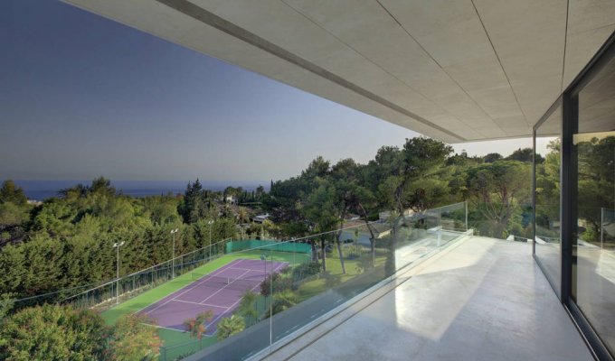 View on tennis court and sea shore