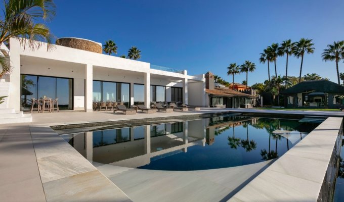 Large swimming pool facing the sea