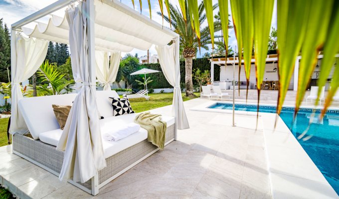 Relaxing sofa by the pool