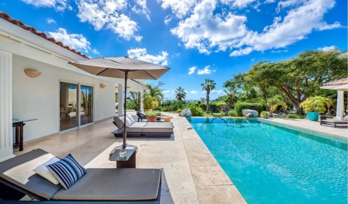St Martin Terres Basses Luxury Villa Vacation Rental steps to the beach private pool & staff Tennis Gym