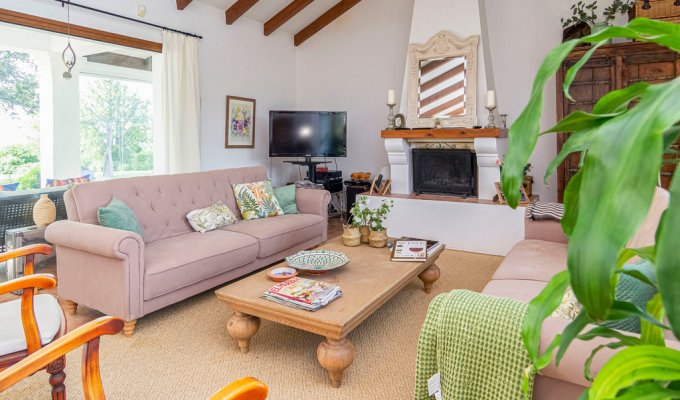 Beautiful living room with fireplace