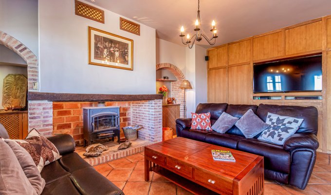 Living room with fireplace