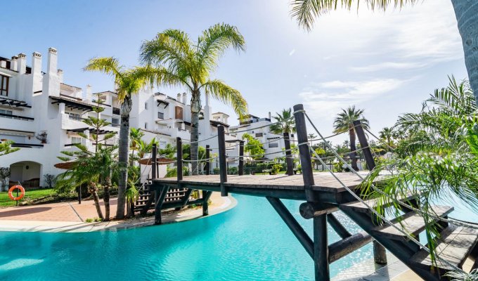 Pool with beach