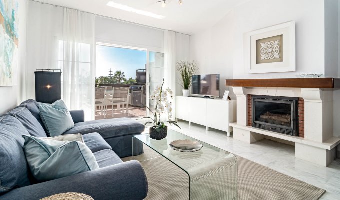 Living room with fireplace