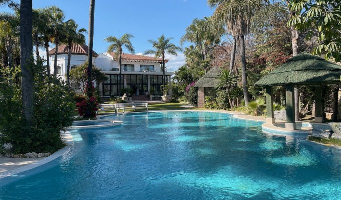 Large swimming pool on tropical gardens