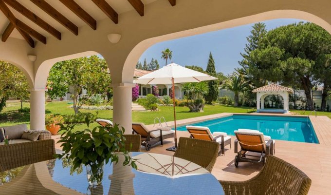 Outdoor living room and pool house