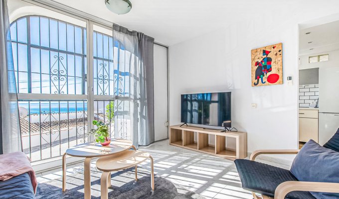 Living room with sea views