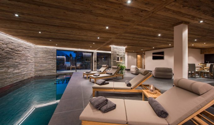 Verbier luxury ski chalet rental pool hammam sauna