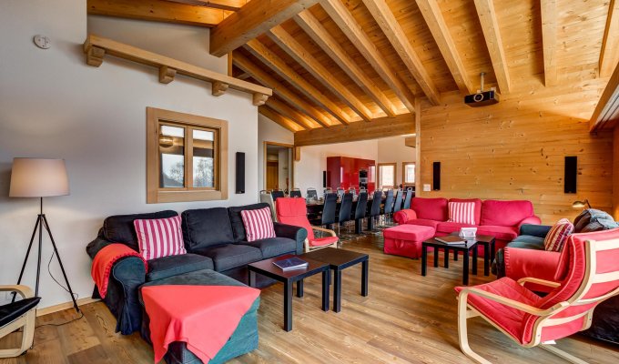 Tzoumaz luxury ski chalet rental with sauna and jacuzzi