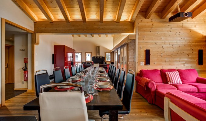 Tzoumaz luxury ski chalet rental with sauna and jacuzzi