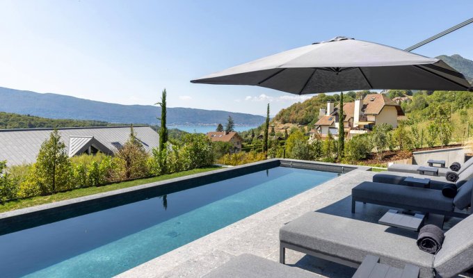 Lake Annecy luxury villa rental in Talloires private pool steps to the beach