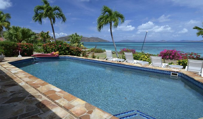 BVI Virgin Gorda Beachfront Villa Vacation rental Mahoe Bay beach Pool Chef Jacuzzi