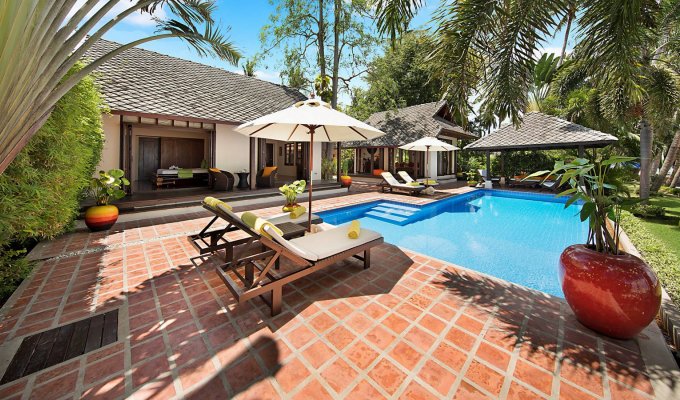 Koh Samui Beach Front Villa in Bang Kao Beach private pool and Staff