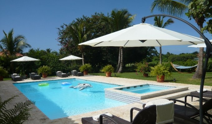 Your swimming pool of 12m x 5m with jacuzzi and unobstructed views over the Golf Course.