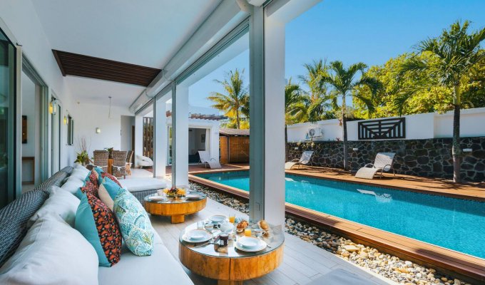 Mauritius luxury villa rental Grand Bay Pool Chef & steps to Pereybere Beach