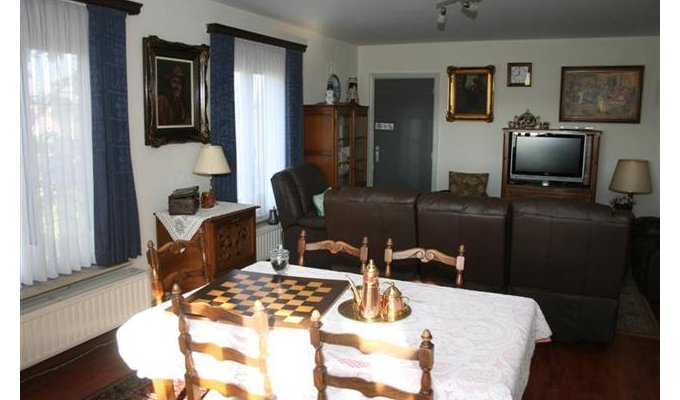 The spacious living room of the apartment