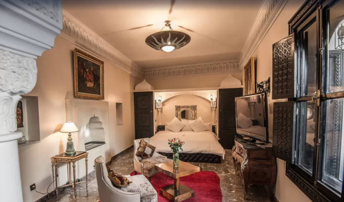 Living room of charmed riad in Marrakech 