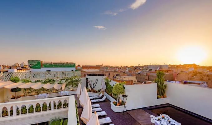 View patio of charmed riad in Marrakech 