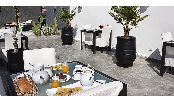 Dining room of charmed riad in Marrakech 