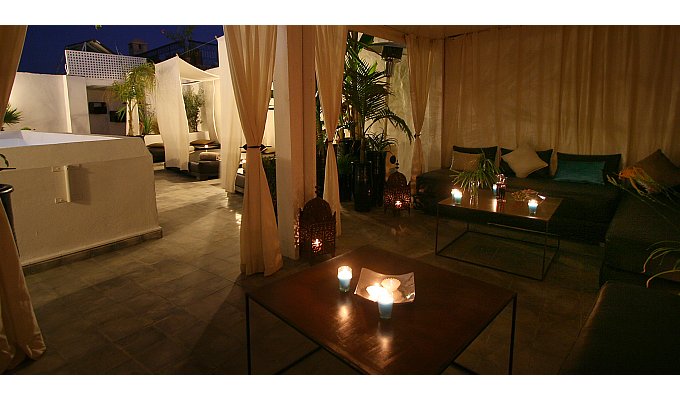 Living room of charmed riad in Marrakech 