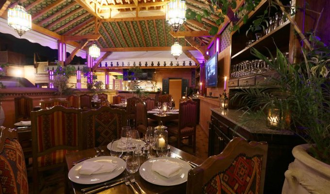 Dining room of charmed riad in Marrakech 