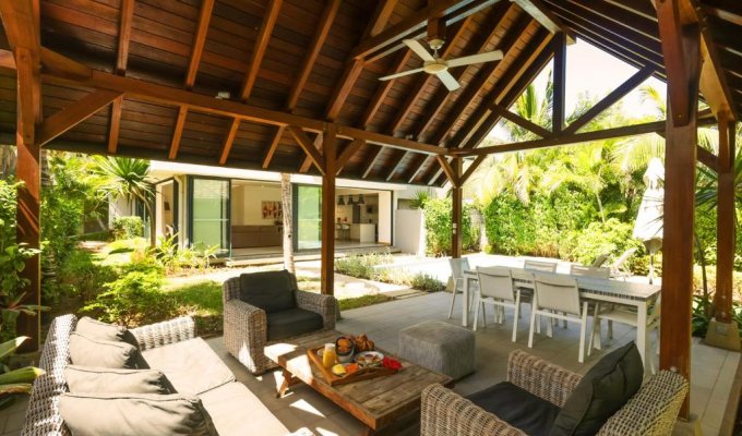 Mauritius West Coast villa rental La Preneuse Beach in a complex with restaurant & services 