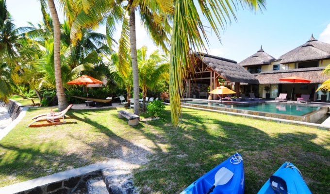 Mauritius beachfront villa rental Belle Mare Beach Pool & Chef Kayaks