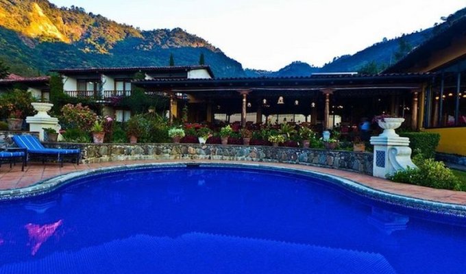 Pool with hotel view